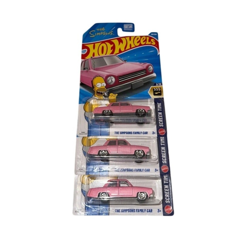 Hot Wheels The Simpsons Family Car Pink Sedan Screen Time 108/250 Lot of 3 NEW